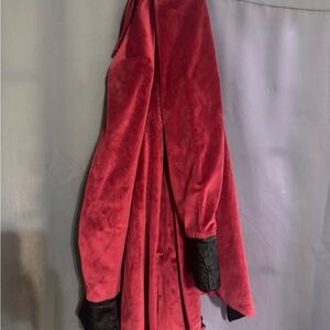 Red Velvet Coat with Black Accents